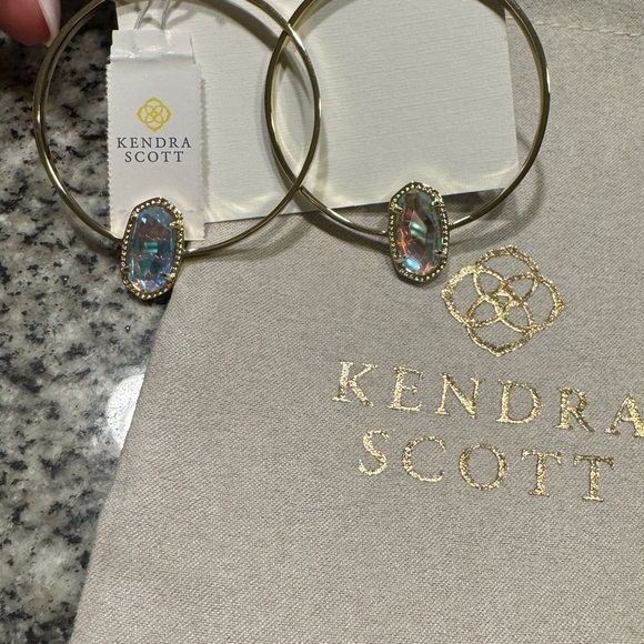 NWOT Kendra Scott Elora Hoop in Gold with Dichrohic Glass - Picture 4 of 4
